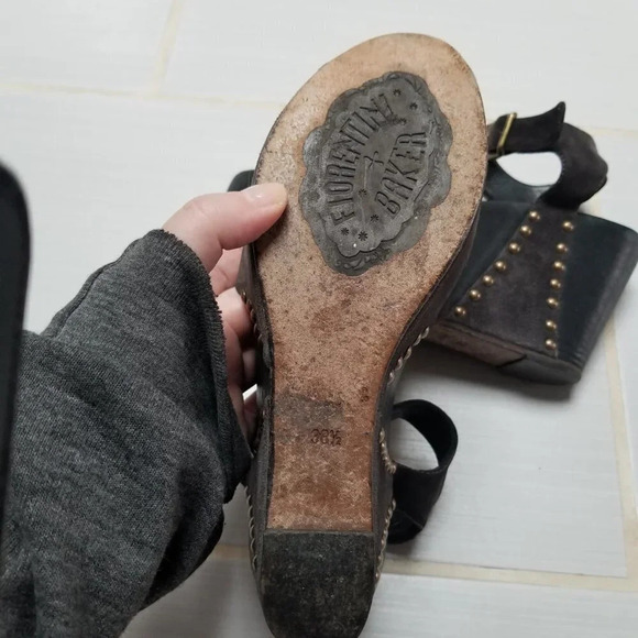FIORENTINI & Baker  Platform Wedge Dany Sandals Brown Black 38.5 - Picture 13 of 16